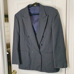 John Henry Men's Double Breasted Athletic Fit 2 piece Navy Blue Suit Set